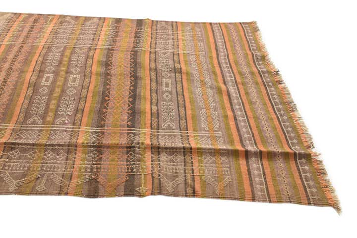 4' 1 x 12' 1 Hand Woven Kilim Fars Wool Runner Rug