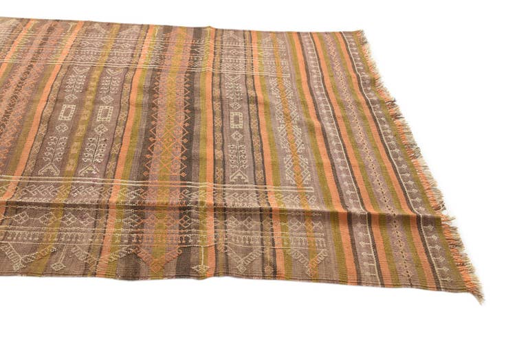 Detail image of 4' 1 x 12' 1 Hand Woven Kilim Fars Wool Runner Rug