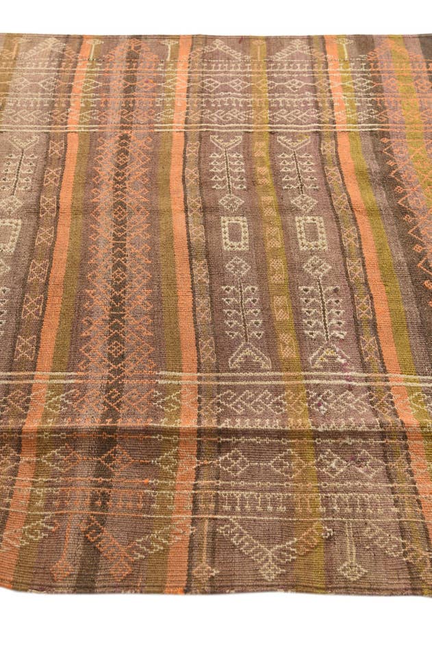 Detail image of 4' 1 x 12' 1 Hand Woven Kilim Fars Wool Runner Rug