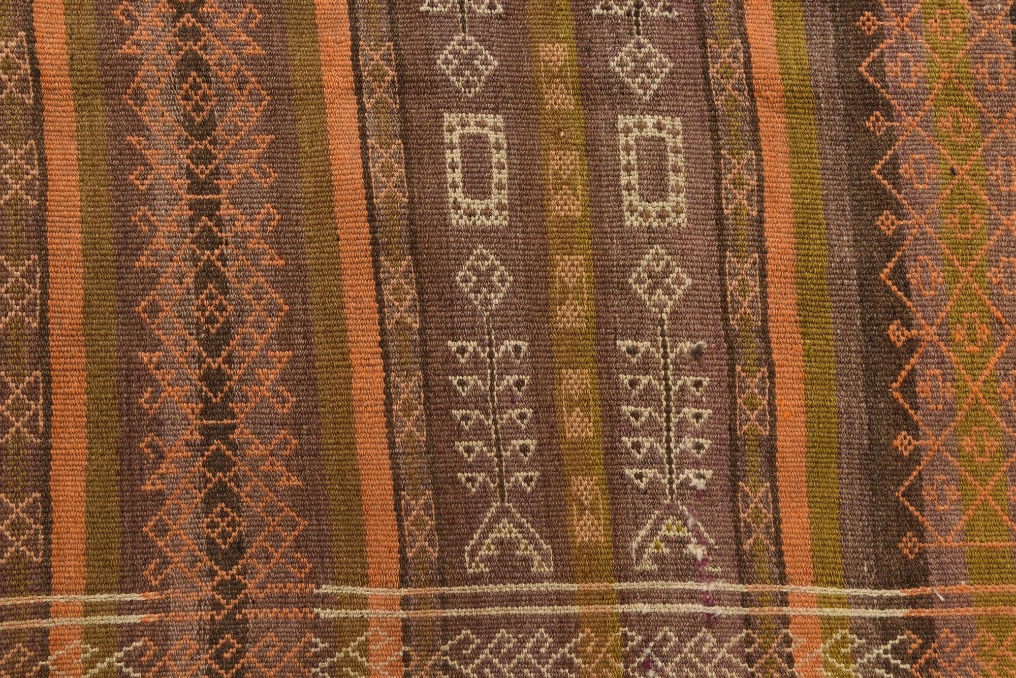 4' 1 x 12' 1 Hand Woven Kilim Fars Wool Runner Rug