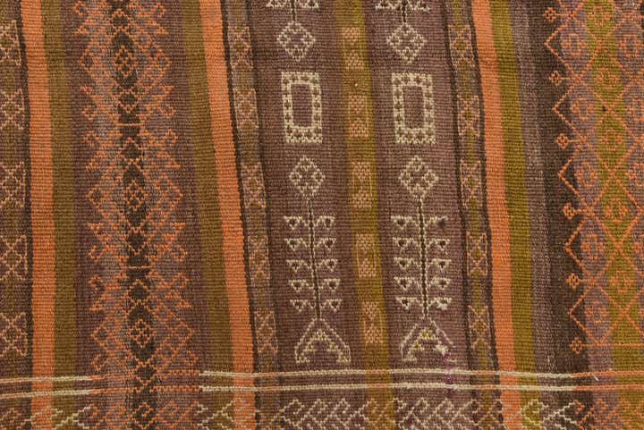 4' 1 x 12' 1 Hand Woven Kilim Fars Wool Runner Rug