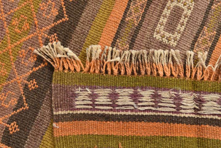 4' 1 x 12' 1 Hand Woven Kilim Fars Wool Runner Rug