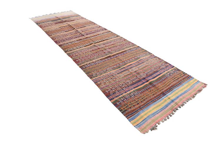 4' 1 x 14' Hand Woven Kilim Fars Wool Runner Rug