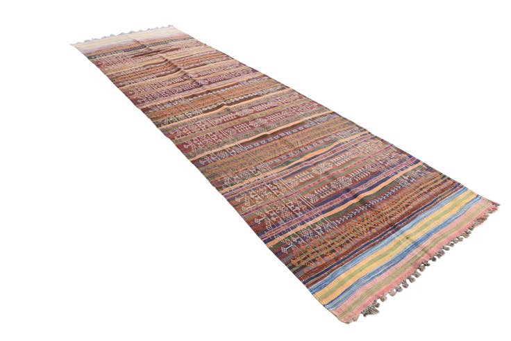 Detail image of 4' 1 x 14' Hand Woven Kilim Fars Wool Runner Rug