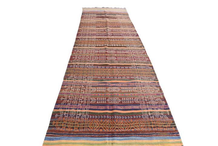 4' 1 x 14' Hand Woven Kilim Fars Wool Runner Rug