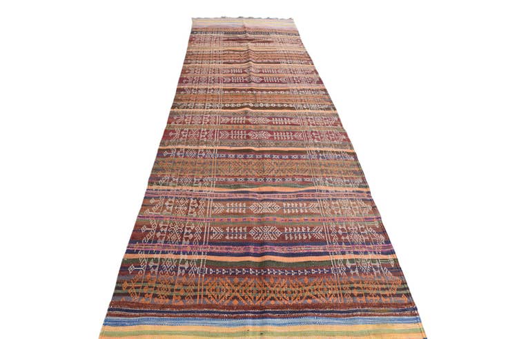 Detail image of 4' 1 x 14' Hand Woven Kilim Fars Wool Runner Rug