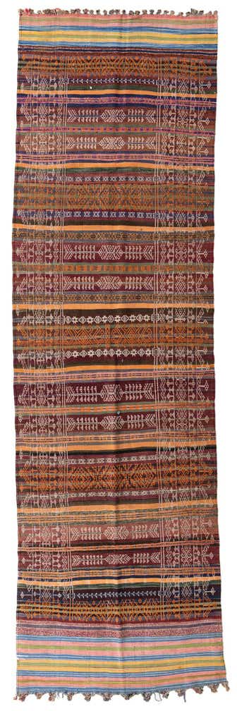 4' 1 x 14' Hand Woven Kilim Fars Wool Runner Rug
