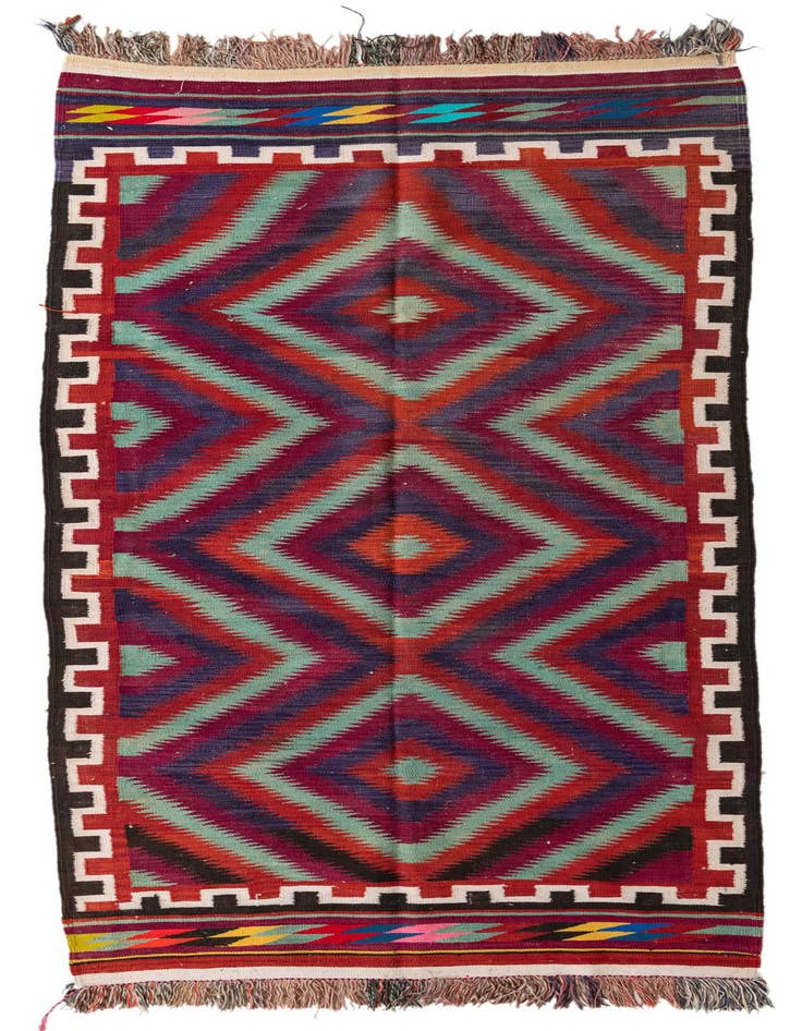 Detail image of 4' 7 x 10' 2 Hand Woven Kilim Fars Wool Runner Rug