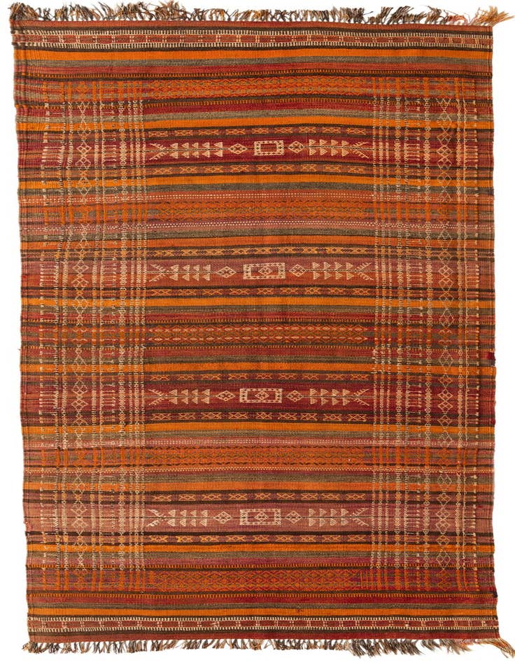 Detail image of 4' 3 x 10' 9 Hand Woven Kilim Fars Wool Runner Rug