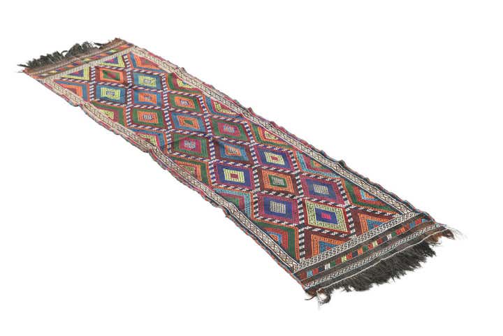 2' 1 x 8' Hand Woven Kilim Fars Wool Runner Rug