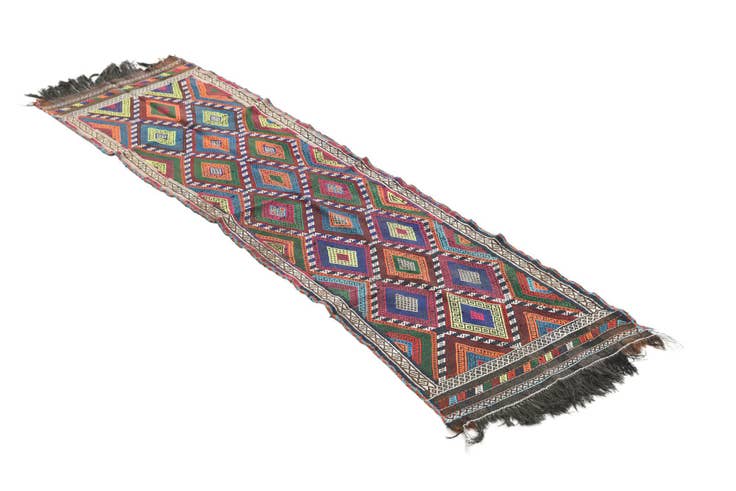 Detail image of 2' 1 x 8' Hand Woven Kilim Fars Wool Runner Rug