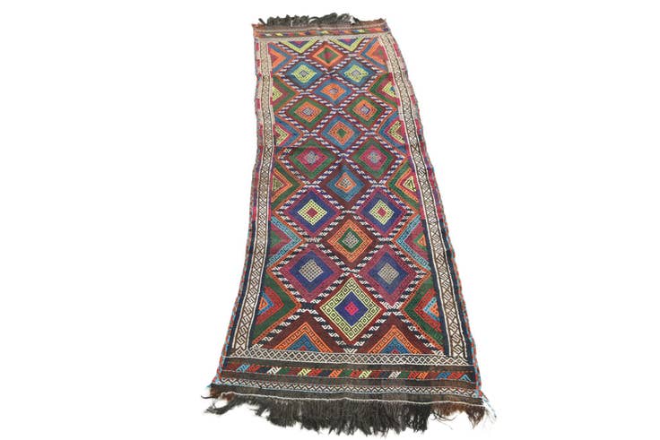 Detail image of 2' 1 x 8' Hand Woven Kilim Fars Wool Runner Rug