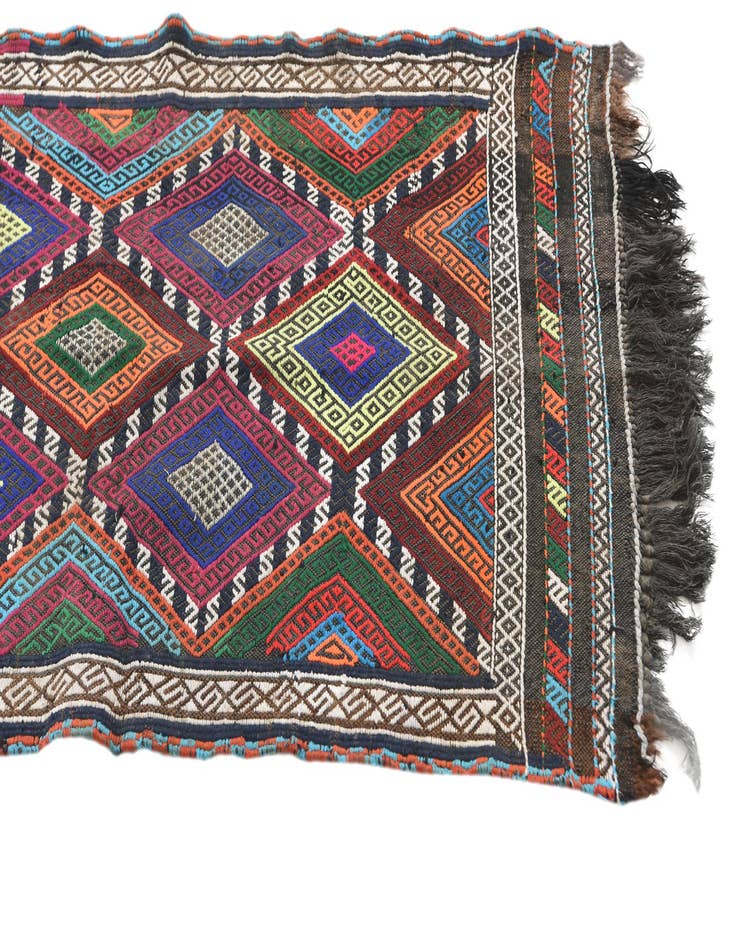 Detail image of 2' 1 x 8'  Hand Woven Kilim Fars Wool Runner Rug