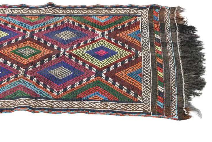 Detail image of 2' 1 x 8' Hand Woven Kilim Fars Wool Runner Rug