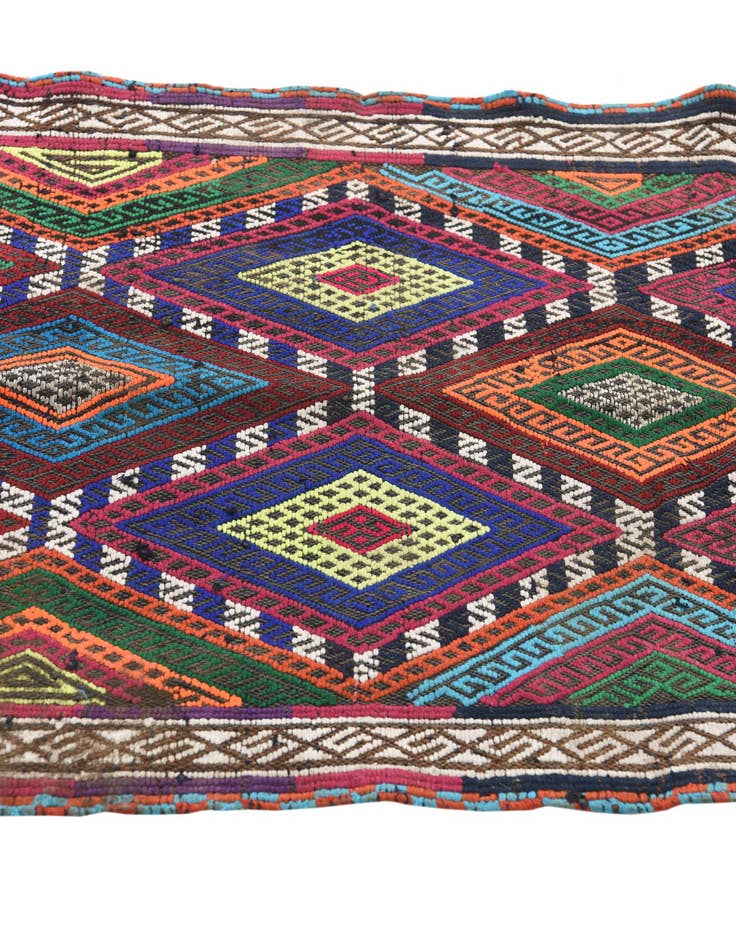 Detail image of 2' 1 x 8'  Hand Woven Kilim Fars Wool Runner Rug