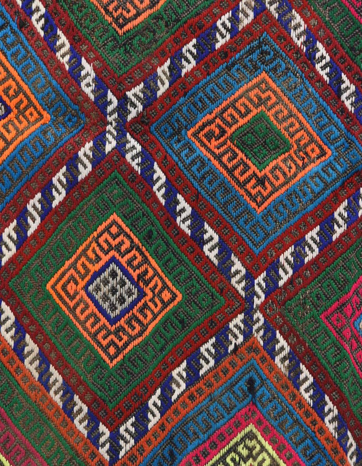 Detail image of 2' 1 x 8'  Hand Woven Kilim Fars Wool Runner Rug