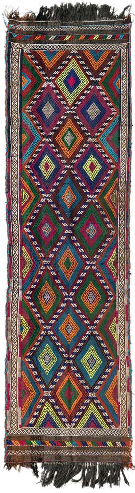 2' 1 x 8' Hand Woven Kilim Fars Wool Runner Rug