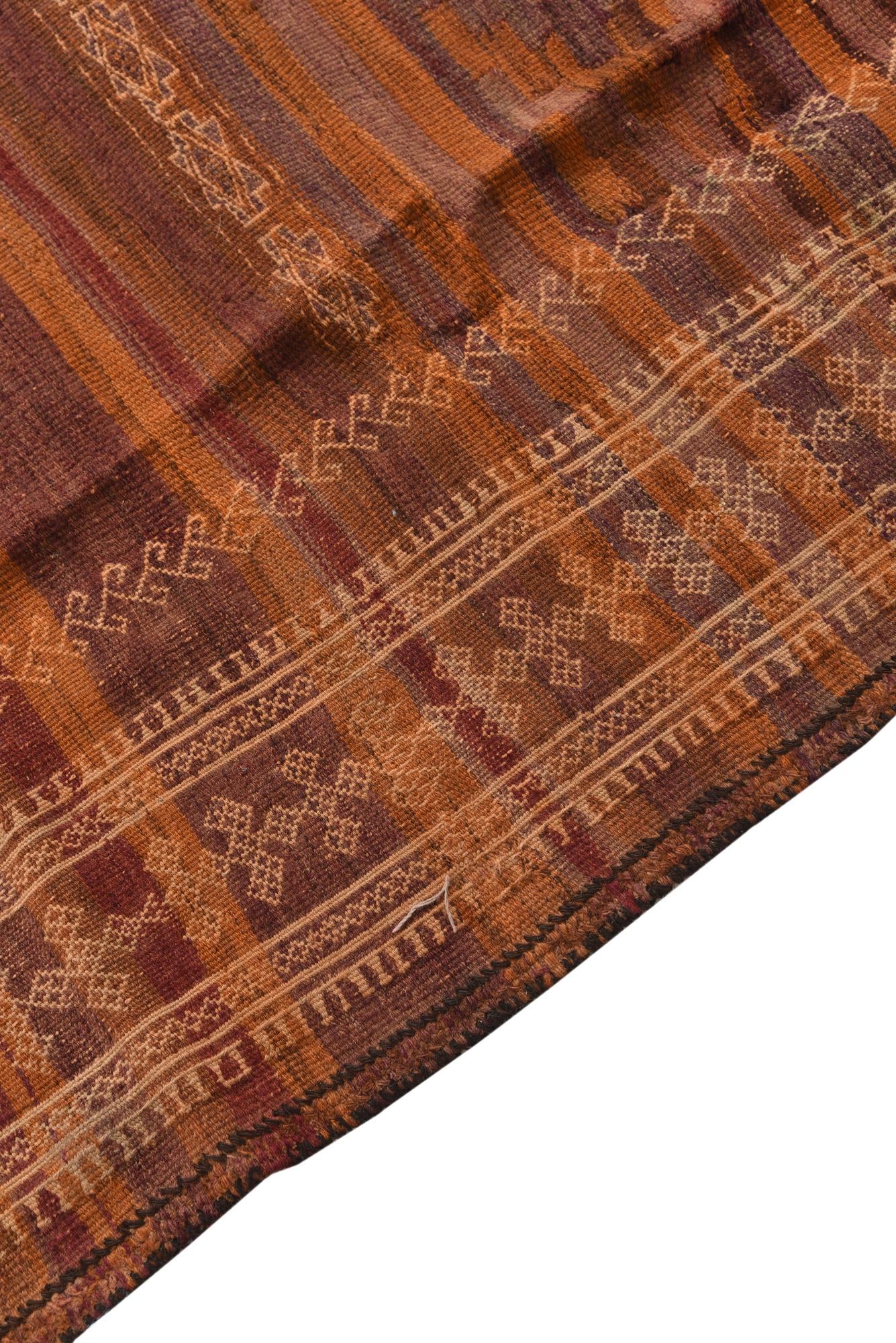 3' 7 x 11' 8 Hand Woven Kilim Fars Wool Runner Rug