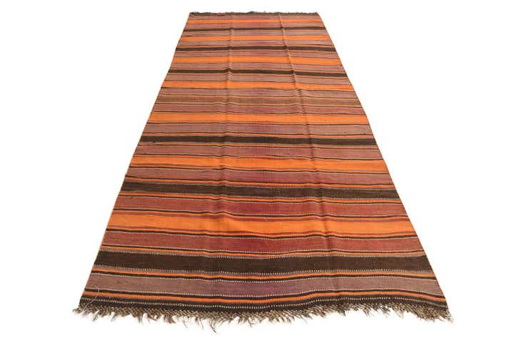 4' 8 x 12' 1 Hand Woven Kilim Fars Wool Runner Rug