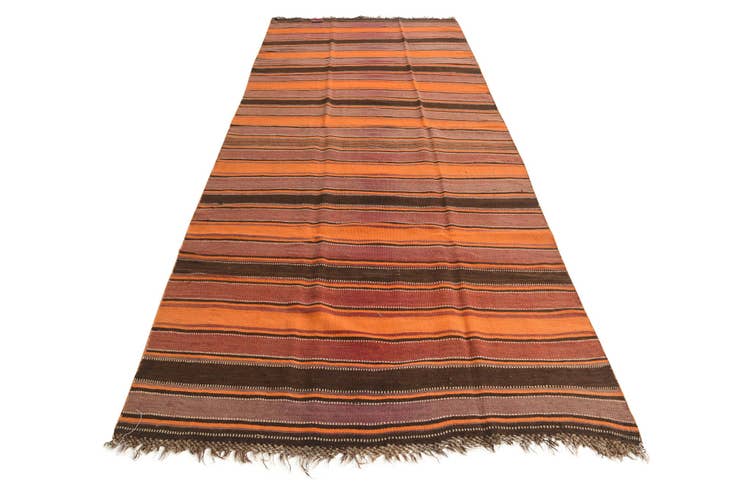Detail image of 4' 8 x 12' 1 Hand Woven Kilim Fars Wool Runner Rug