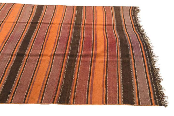 4' 8 x 12' 1 Hand Woven Kilim Fars Wool Runner Rug