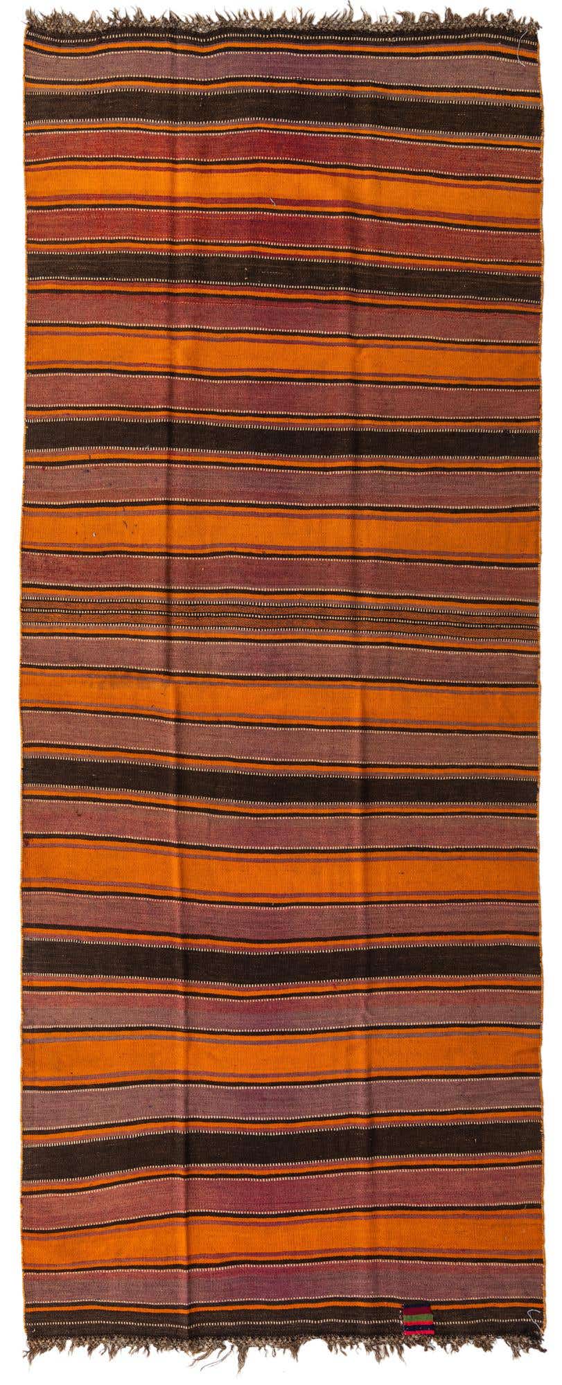 4' 8 x 12' 1 Hand Woven Kilim Fars Wool Runner Rug