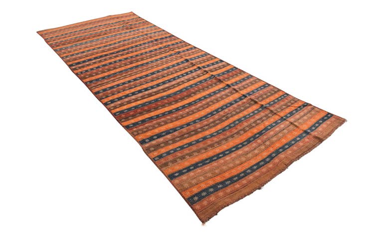 Detail image of 4' 8 x 12' 2 Hand Woven Kilim Fars Wool Runner Rug