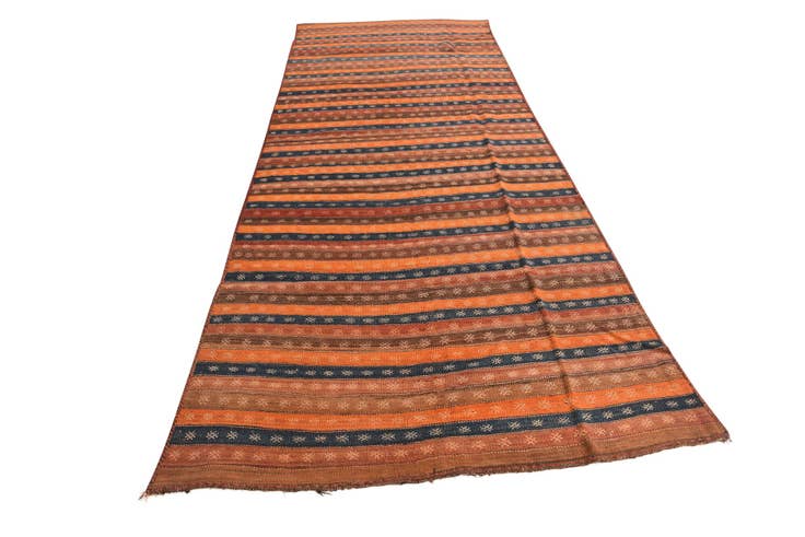 Detail image of 4' 8 x 12' 2 Hand Woven Kilim Fars Wool Runner Rug