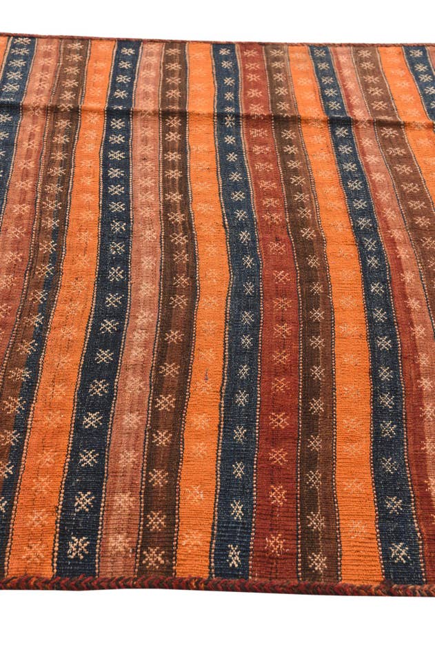 Detail image of 4' 8 x 12' 2 Hand Woven Kilim Fars Wool Runner Rug