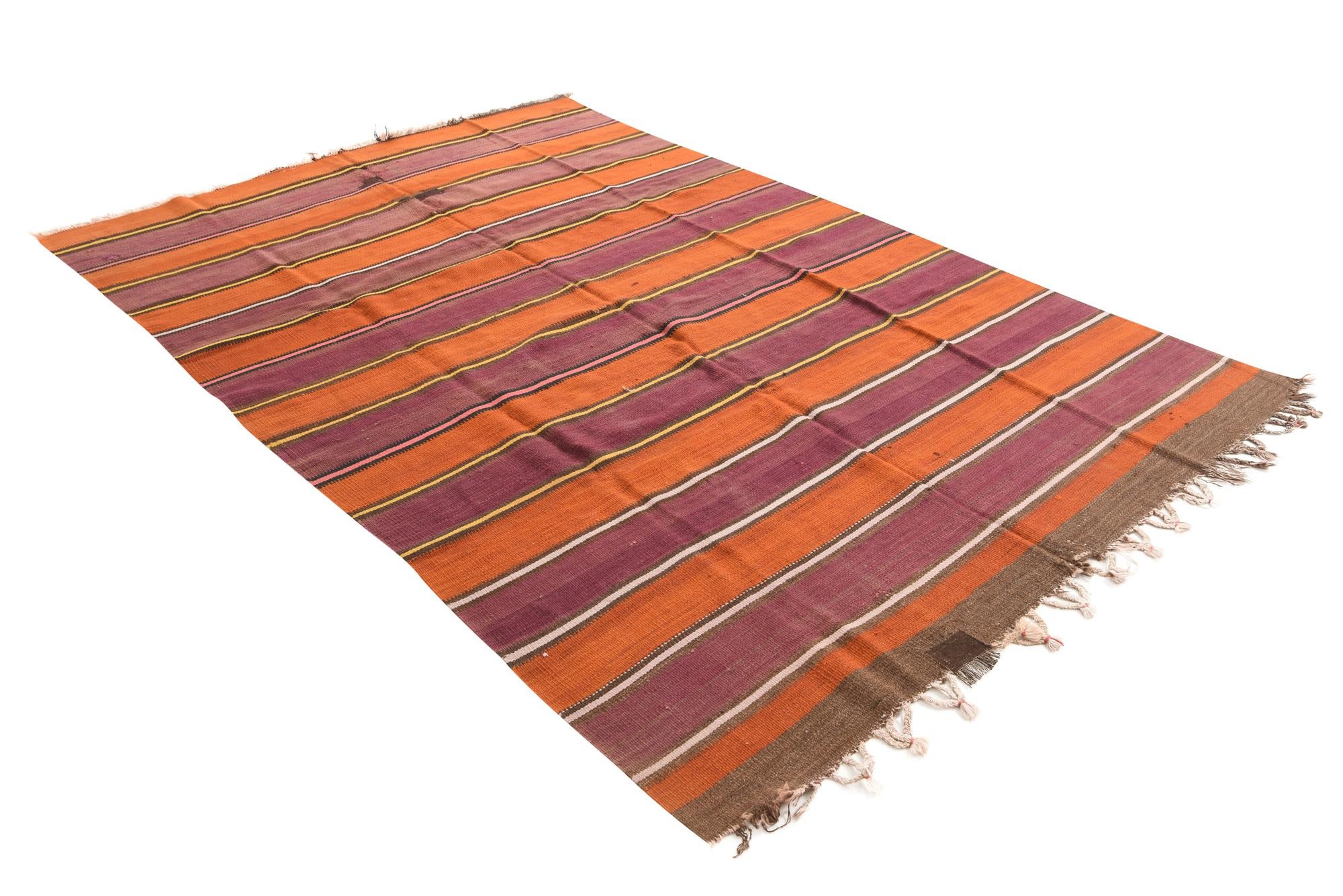 6' 3 x 9' 4 Hand Woven Kilim Fars Wool Runner Rug