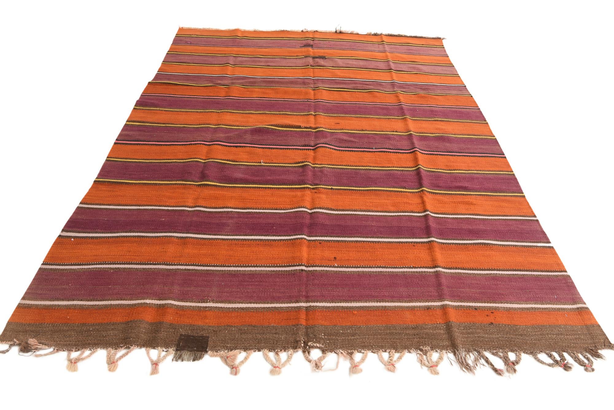 6' 3 x 9' 4 Hand Woven Kilim Fars Wool Runner Rug