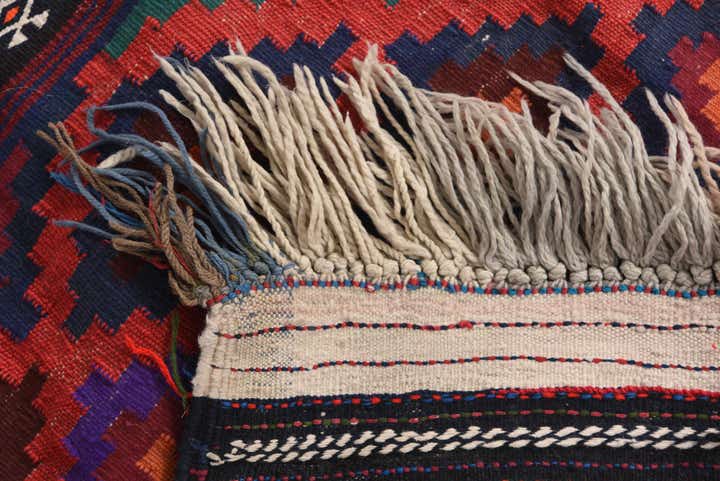 4' 1 x 9' 4 Hand Woven Kilim Fars Wool Runner Rug