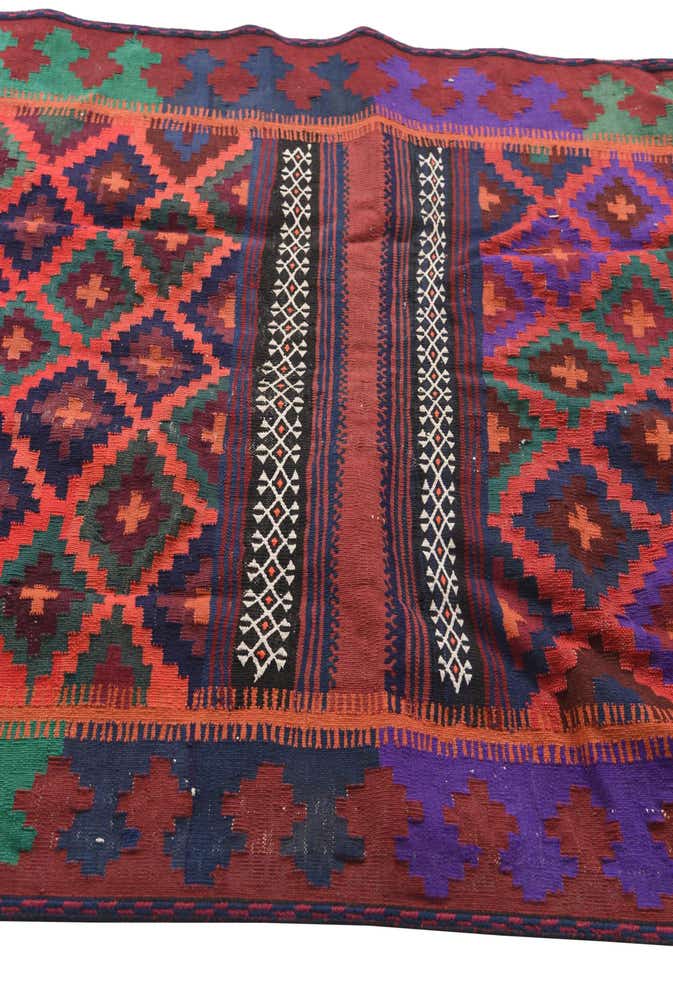 4' 1 x 9' 4 Hand Woven Kilim Fars Wool Runner Rug