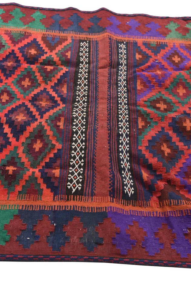 Detail image of 4' 1 x 9' 4 Hand Woven Kilim Fars Wool Runner Rug