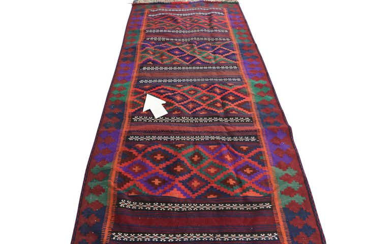 4' 1 x 9' 4 Hand Woven Kilim Fars Wool Runner Rug