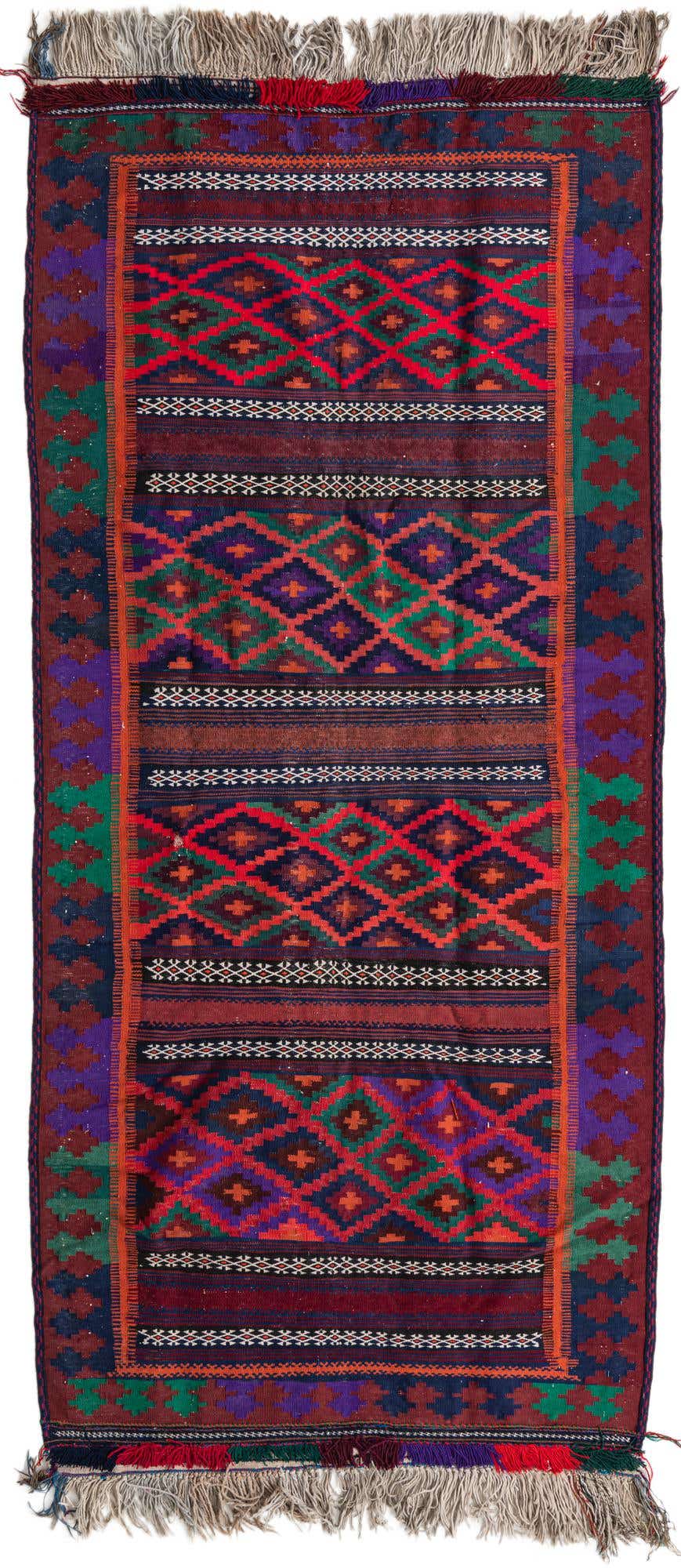 4' 1 x 9' 4 Hand Woven Kilim Fars Wool Runner Rug