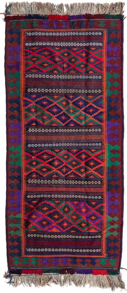4' 1 x 9' 4 Hand Woven Kilim Fars Wool Runner Rug