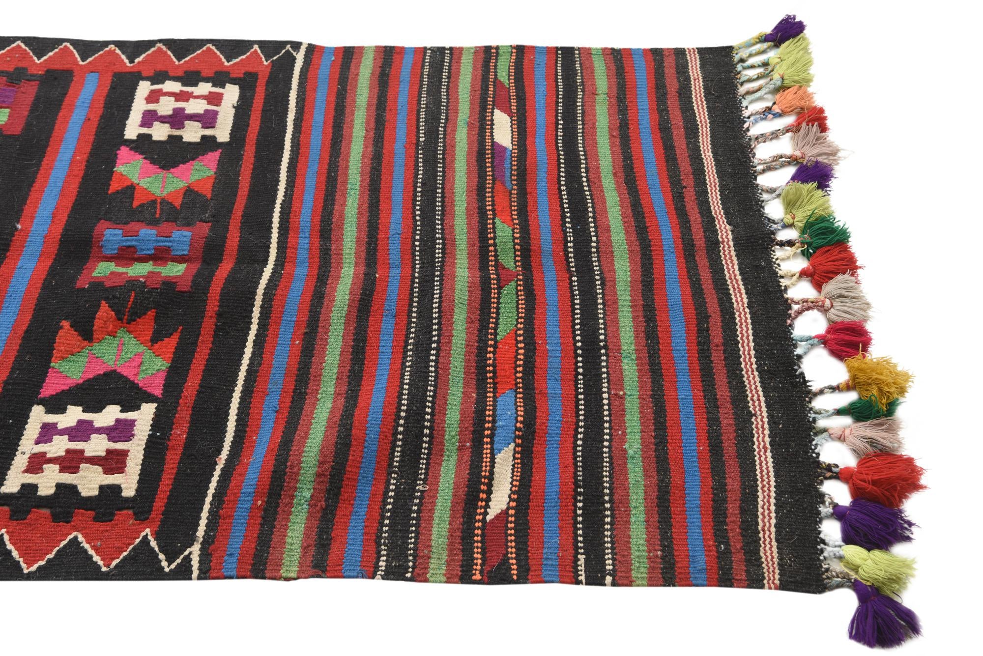3' x 12' 7 Hand Woven Kilim Fars Wool Runner Rug