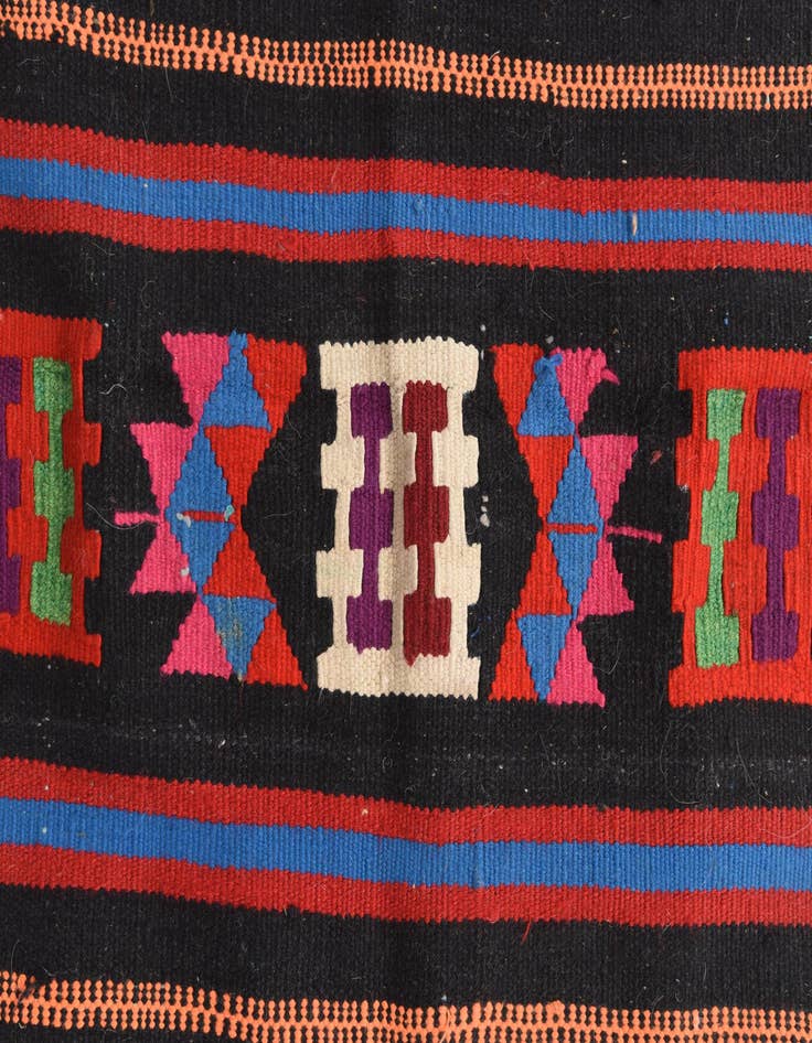 Detail image of 3' x 12' 7  Hand Woven Kilim Fars Wool Runner Rug