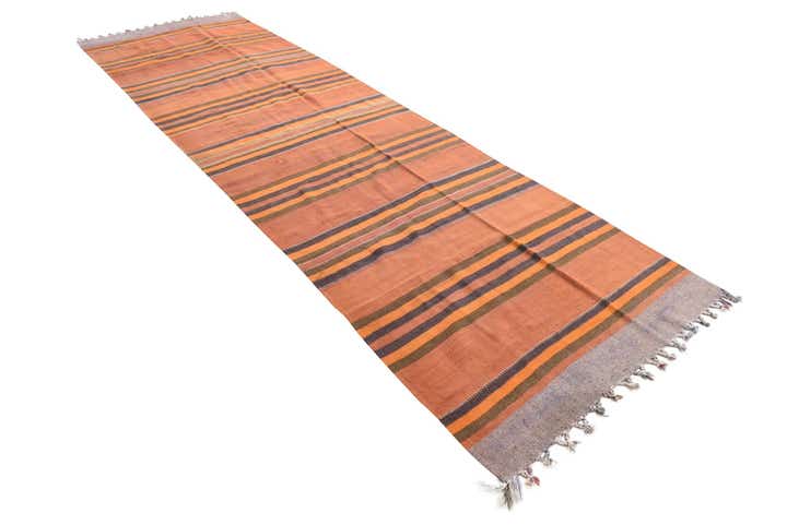 4' 2 x 13' 4 Hand Woven Kilim Fars Wool Runner Rug