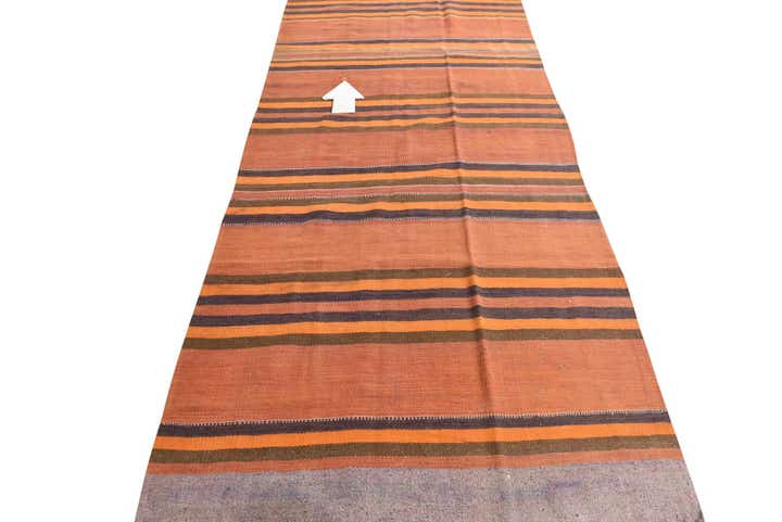 4' 2 x 13' 4 Hand Woven Kilim Fars Wool Runner Rug