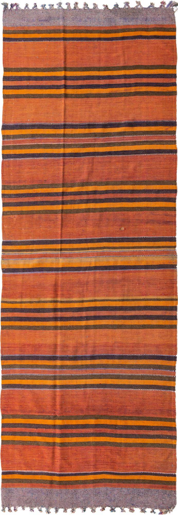 4' 2 x 13' 4 Hand Woven Kilim Fars Wool Runner Rug