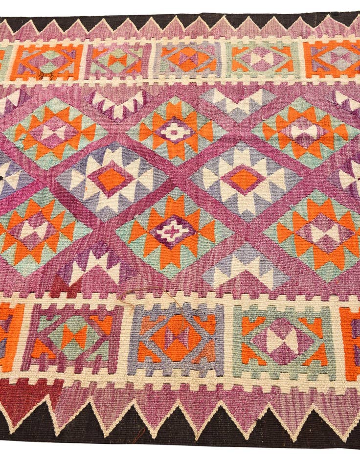 Detail image of 4' 4 x 11' 2 Hand Woven Kilim Fars Wool Runner Rug