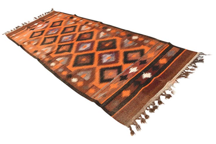 Detail image of 4' x 10' 8 Hand Woven Kilim Fars Wool Runner Rug