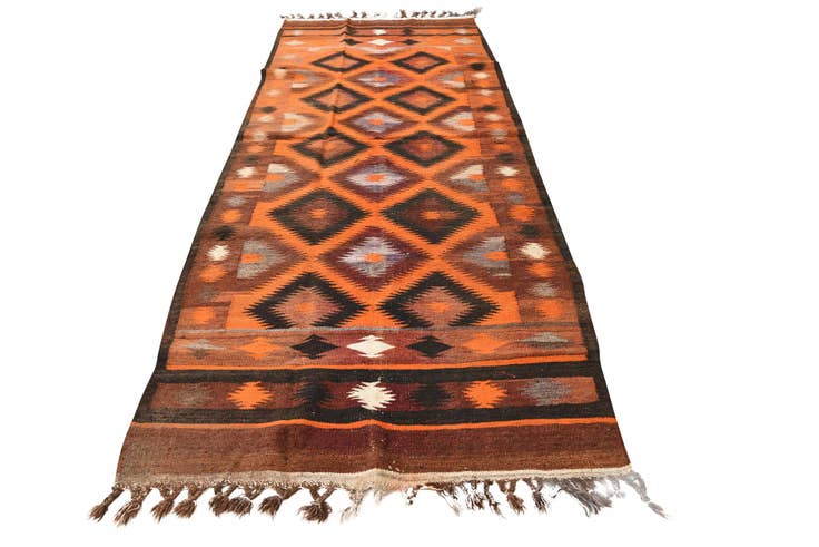 Detail image of 4' x 10' 8 Hand Woven Kilim Fars Wool Runner Rug