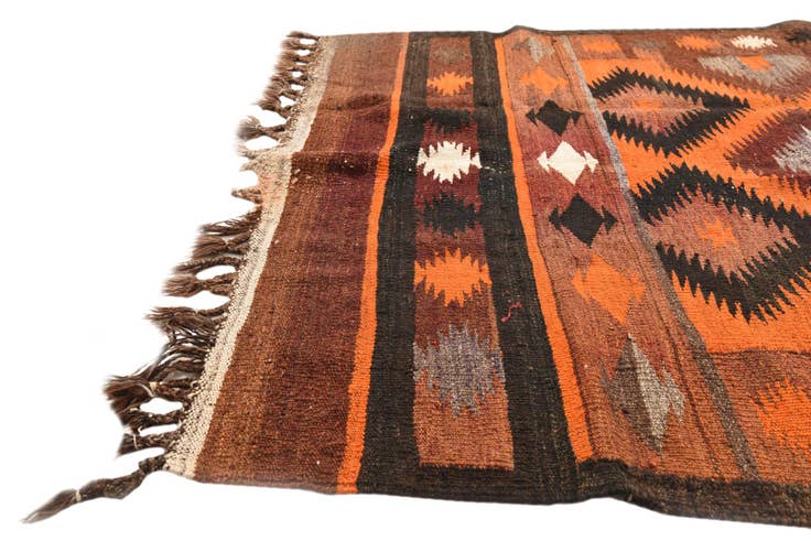 Detail image of 4' x 10' 8 Hand Woven Kilim Fars Wool Runner Rug