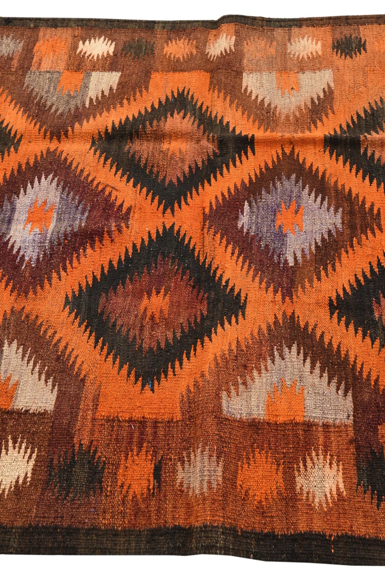 4' x 10' 8 Hand Woven Kilim Fars Wool Runner Rug