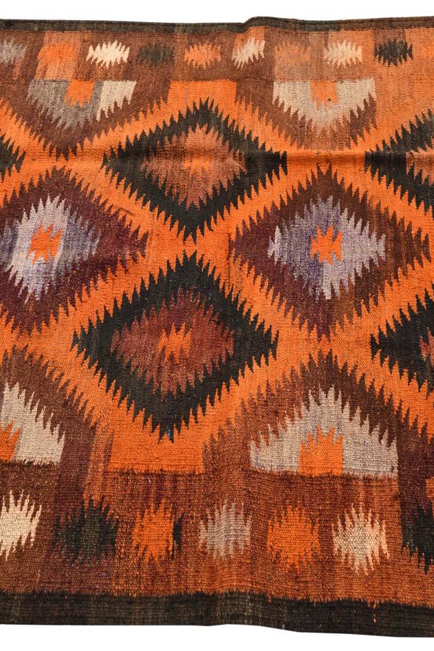Detail image of 4' x 10' 8 Hand Woven Kilim Fars Wool Runner Rug