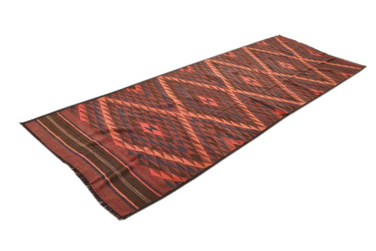 Detail image of 3' 10 x 11' Hand Woven Kilim Fars Wool Runner Rug