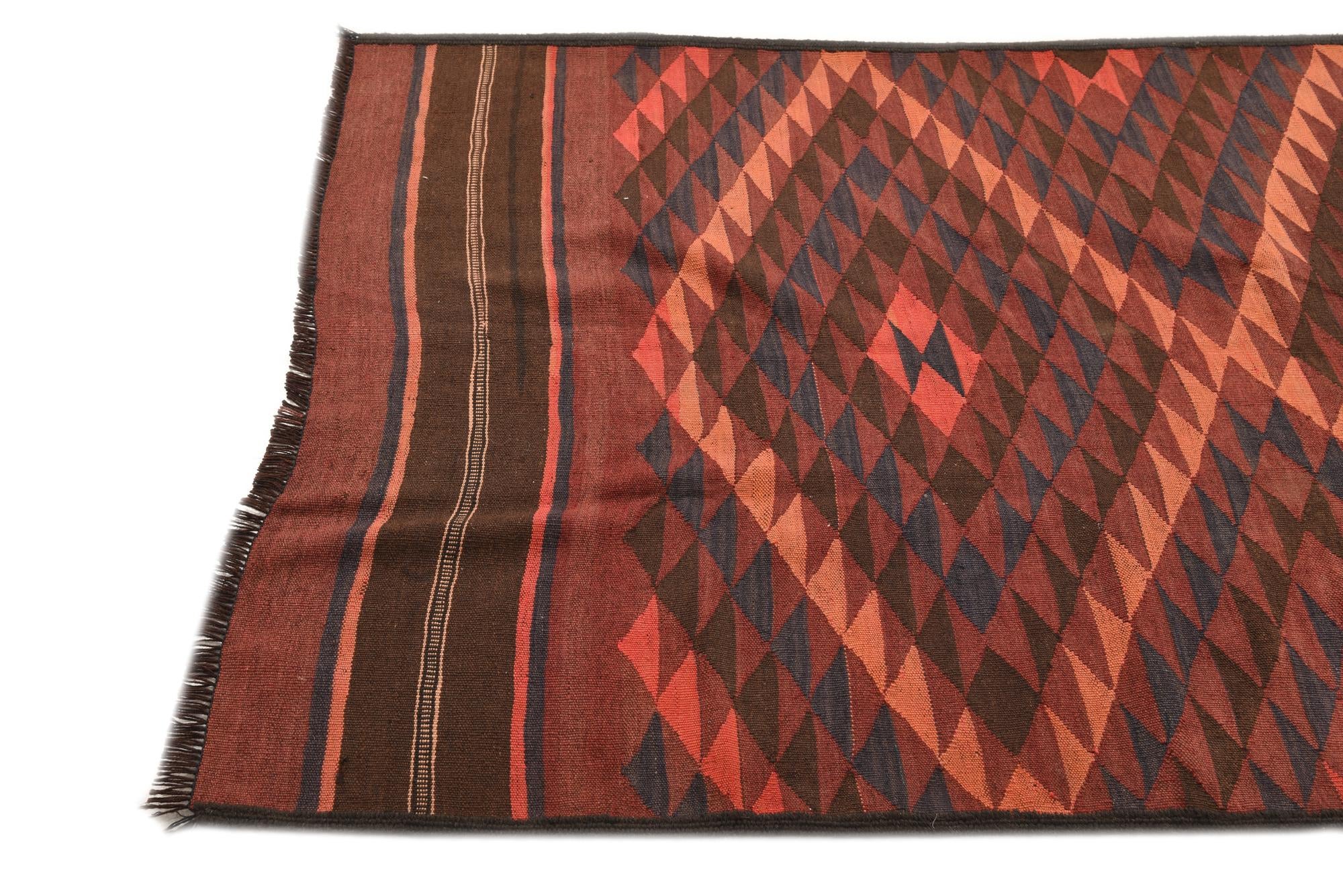 3' 10 x 11' Hand Woven Kilim Fars Wool Runner Rug